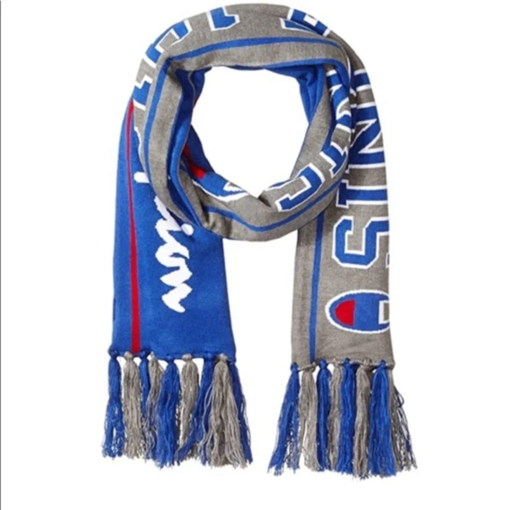 CHAMPION Reversible Knit College Scarf Blue & Grey